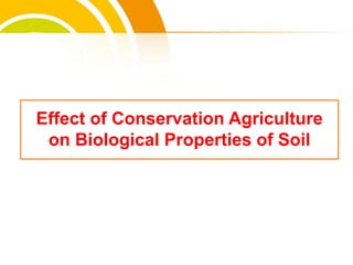 Effect of Conservation Agriculture
on Biological Properties of Soil
cost.
 