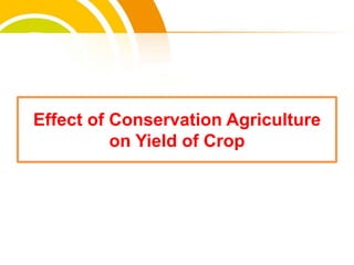 Effect of Conservation Agriculture
on Yield of Crop
cost.
 