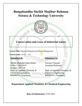 Conservation and reuse of industrial wastes | PDF
