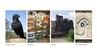 .Raven Statue .pottery .castle .inscribed details
 