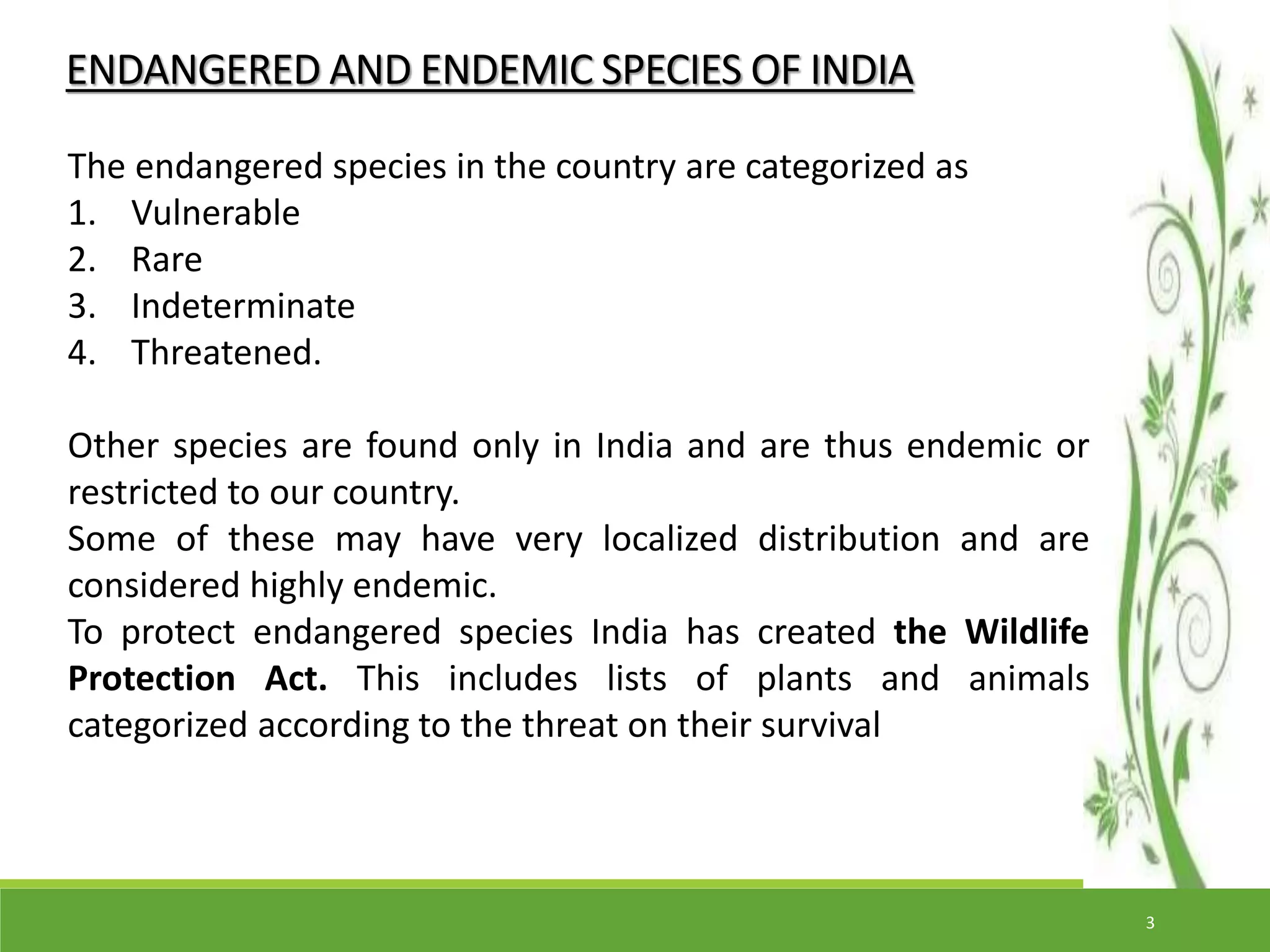 Conservation of biodiversity in india & endangered,endemic species of…