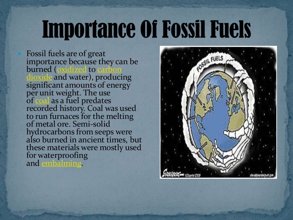 Conservation of fossil fuels
