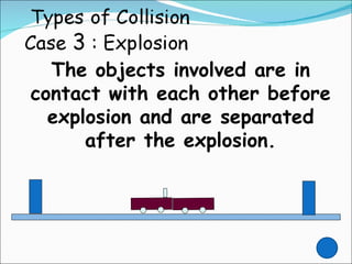 The objects involved are in contact with each other before explosion and are separated after the explosion. 