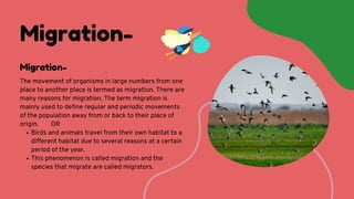Migration Definition Science CH-7 Conservation of plants and animals- class 8 | PDF