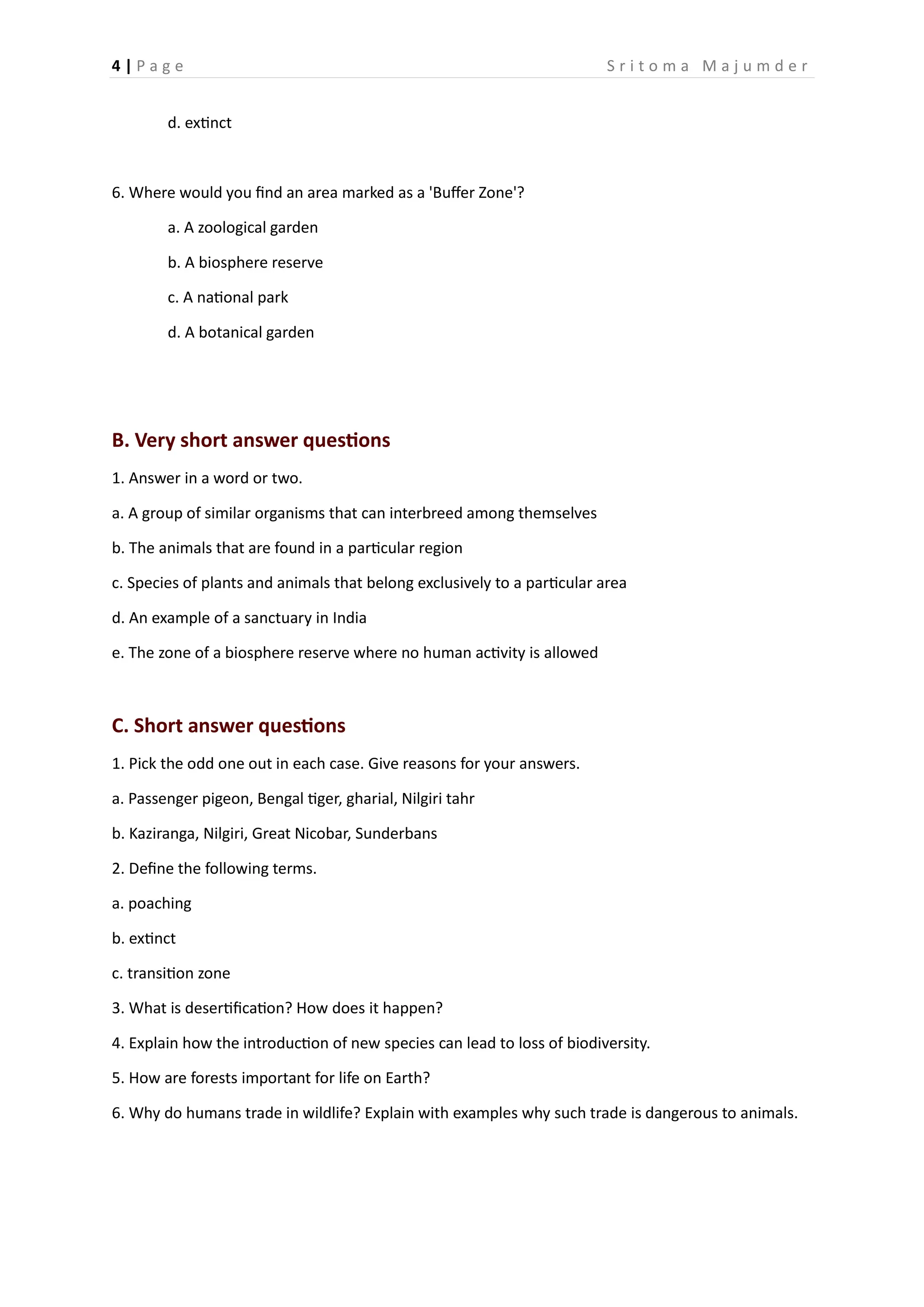 Cbse Grade 8 Science Biology Conservation Of Plants And Animals