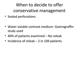 Conservative management of perforated peptic ulcers | PPT