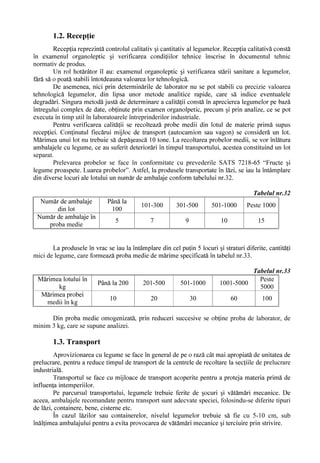 SUHFXP úL UDSRUWXO GLQWUH DFHVWHD



                    'HúHXULOH DGPLVH OD FXU              LUHD OHJXPHORU VXSXVH LQGXVWULDOL]               ULL

                                                                                                                  Tabelul nr.31
   Nr.
               Denumirea legumei                        'HúHXUL                            1DWXUD GHúHXULORU
   crt.
   1       Ardei                                         16,2-20,8           SHGXQFXOL FDOLFLX VHPLQ H

   2       Bame                                          10,4-14,5           pedunculi, caliciu
   3       DVWUDYH L                                     3,6-8,5            pedunculi, caliciu
   4       Dovlecei                                      15,2-30,5           SHGXQFXOL FDOLFLX VHPLQ H

   5       Fasole verde                                  6,4-11,3            SHGXQFXOL D H YkUIXUL FRGL H

   6       Tomate                                        5,3-12,4            pedunculi, caliciu, semiQ H
   7       Vinete                                        8,6-25,2            pedunculi, caliciu
   8       HDS                                          6,4-12,5            frunze, disc bazal
   9       Usturoi                                       7,6-14,8            frunze, disc bazal
   10      Praz                                          32,4-49,7           U G FLQL IUXQ]H

   11      Hrean                                         25,2-28,9           FRML FROHW U G FLQL ODWHUDOH

   12      Morcovi                                       26,4-38,2           coji, colet
   13      3 WUXQMHO U G FLQL                            22,5-34,6           coji, colet
   14      3 VWkUQDF                                     20,4-28,6           coji, colet
   15      6IHFO    URúLH                                20,4-28,3           coji, colet
   16        HOLQ   U G FLQL                             25,4-37,6           coji, colet
   17      RQRSLG                                       36,4-45,3           caliciu, tulpini, frunze
   18      9DU]     DOE                                  10,8-24,3           WXOSLQ  IUXQ]H H[WHULRDUH FRWRU

   19      9DU]     URúLH                                12,3-20,6           WXOSLQ  IUXQ]H H[WHULRDUH FRWRU

   20      HDS     YHUGH                                12,4-15,8           frunze, disc radicular
   21      Spanac                                        18,7-40,2           U G FLQL IUXQ]H JDOEHQH

   22      3 WUXQMHO IUXQ]H                              5,8-10,6            tulpini, pedunculi
   23      0 UDU                                          4,5-8,7            tulpini, pedunculi
   24      /HXúWHDQ                                      5,4-15,6            SH LRO QHUYXUL

   25        HOLQ   IUXQ]H                                3,8-7,6            frunze galbene, pedunculi

          6H UHFRPDQG         XWLOL]DUHD VRLXULORU GH OHJXPH FX UDQGDPHQW PD[LP OD FXU                                LUH FDUH DX

FRQ LQXW ULGLFDW GH VXEVWDQ H QXWULWLYH úL UDSRUW RSWLP vQWUH SULQFLSDOLL FRPSRQHQ L DL S U LL XWL                              le.
          1R LXQHD     GH    FDOLWDWH      D   OHJXPHORU     GHVWLQDWH    LQGXVWULDOL] ULL      LQFOXGH      GH      DVHPHQHD         úL

FRPSRUWDUHD     ORU   vQ    GLIHULWH      ID]H   DOH   SURFHVXOXL    WHKQRORJLF      vQ   VFRSXO    S VWU ULL       SURSULHW    LORU

FDOLWDWLYH FkW PDL DSURSLDWH GH FHOH LQL LDOH

          6H UHFRPDQG        VRLXUL GH OHJXPH FDUH vQ XUPD WUDWDPHQWHORU PHFDQLFH úL WHUPLFH QX VXIHU
 