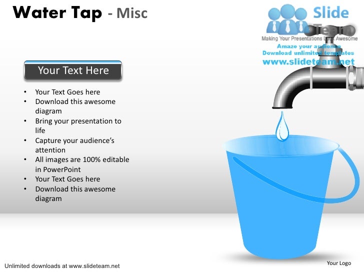 Conserve water flowing tap power point slides and ppt diagram templa…