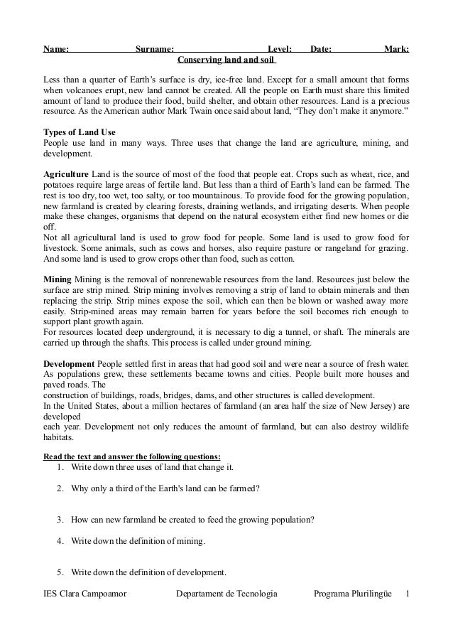 Conserving Land And Soil