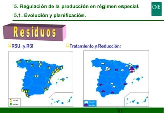 5. Regulación de la producción en régimen especial. 
5.1. Evolución y planificación. 
RSU y RSI Tratamiento y Reducción: 
61 
Año 2001 
Año 2002 
Año 2001 
Año 2002 
 