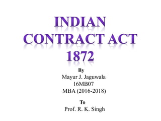 By
Mayur J. Jaguwala
16MB07
MBA (2016-2018)
To
Prof. R. K. Singh
 