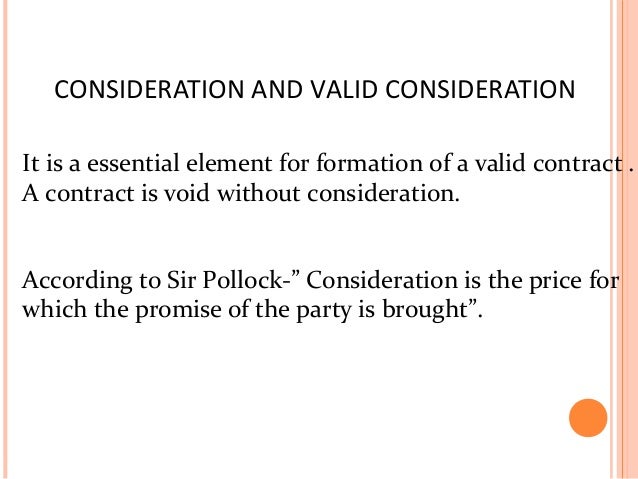 Essential elements of consideration