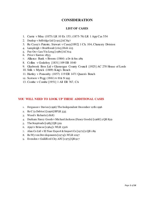 Consideration case law