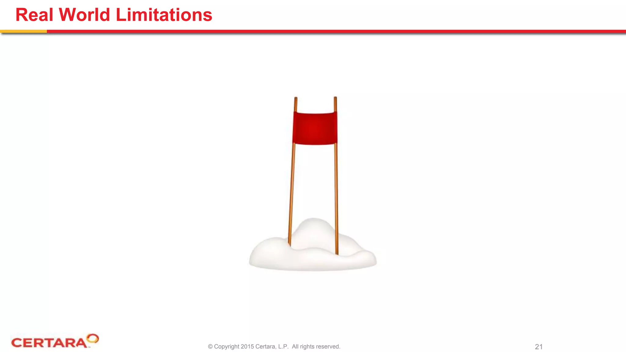 © Copyright 2015 Certara, L.P. All rights reserved.
Real World Limitations
21
 