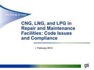 CNG, LNG, and LPG in
Repair and Maintenance
Facilities: Code Issues
and Compliance
> February 2014

 