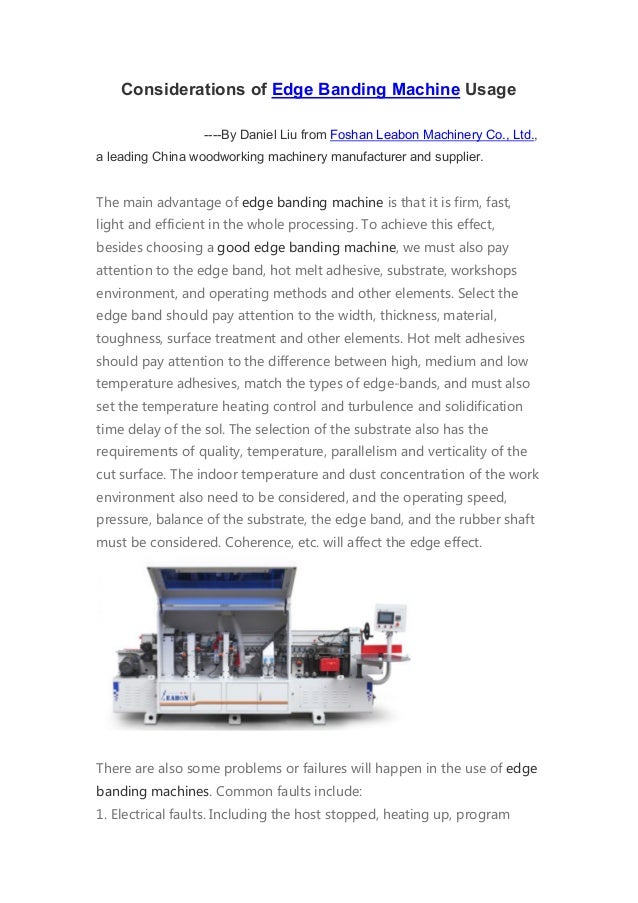 Considerations of edge banding machine usage