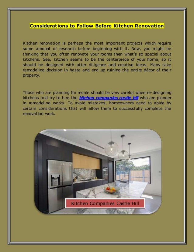 Considerations To Follow Before Kitchen Renovation
