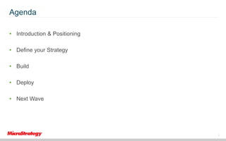 Agenda
• Introduction & Positioning
• Define your Strategy

• Build
• Deploy
• Next Wave

2

 