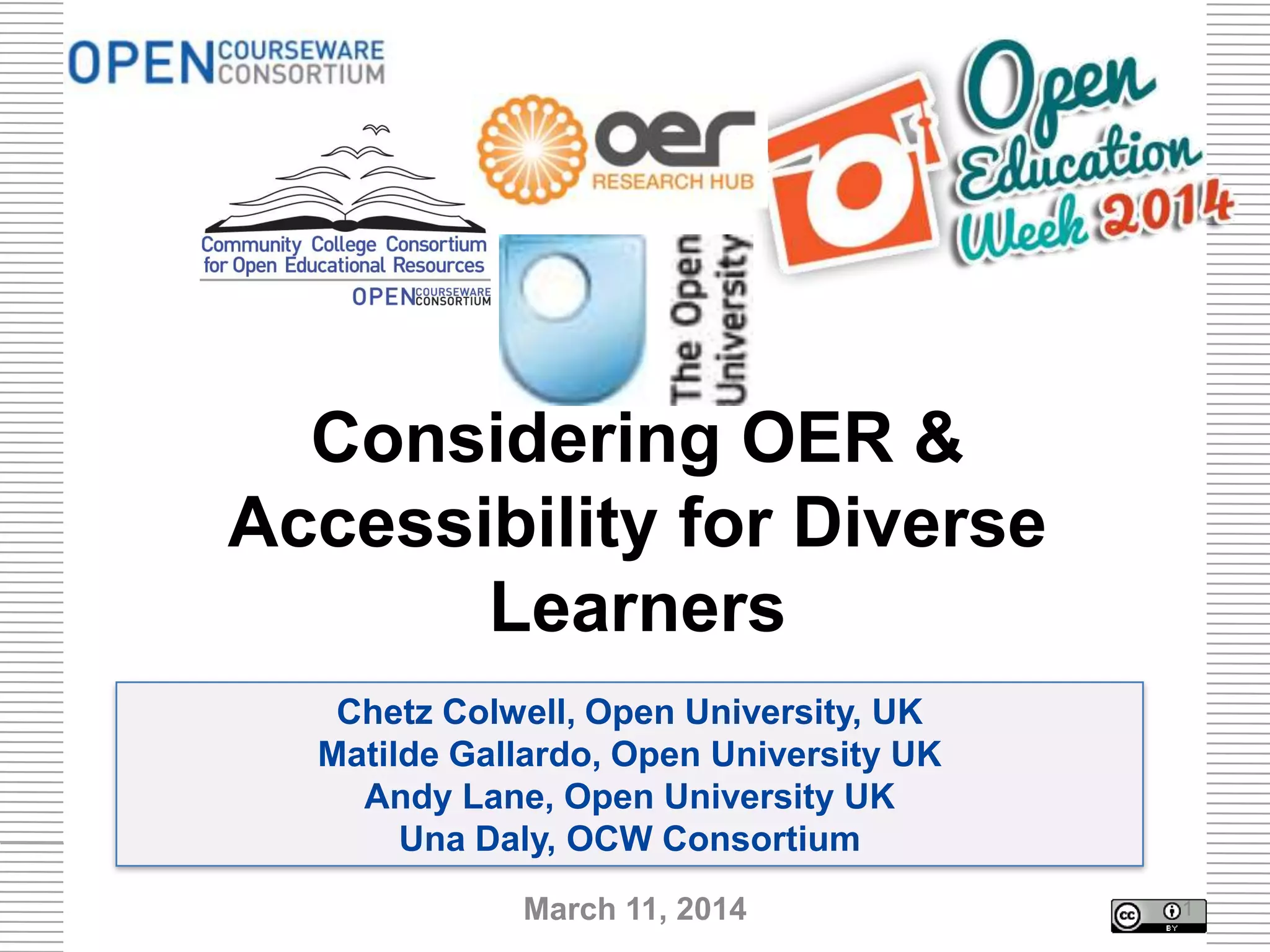 Accessibility of OERs for Diverse Learners and Guidelines for Dyslexia