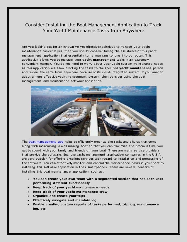 Consider Installing the Boat Management Application to Track Your Yacht Maintenance Tasks from