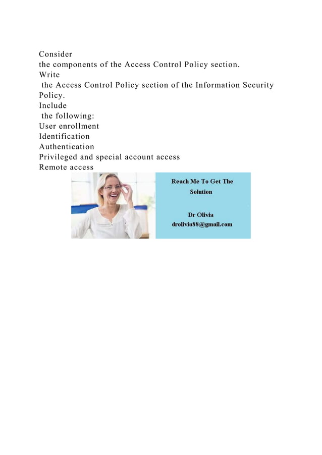 Consider the components of the Access Control Policy section.Wri.docx