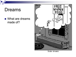 Dreams
 What are dreams
made of?
 