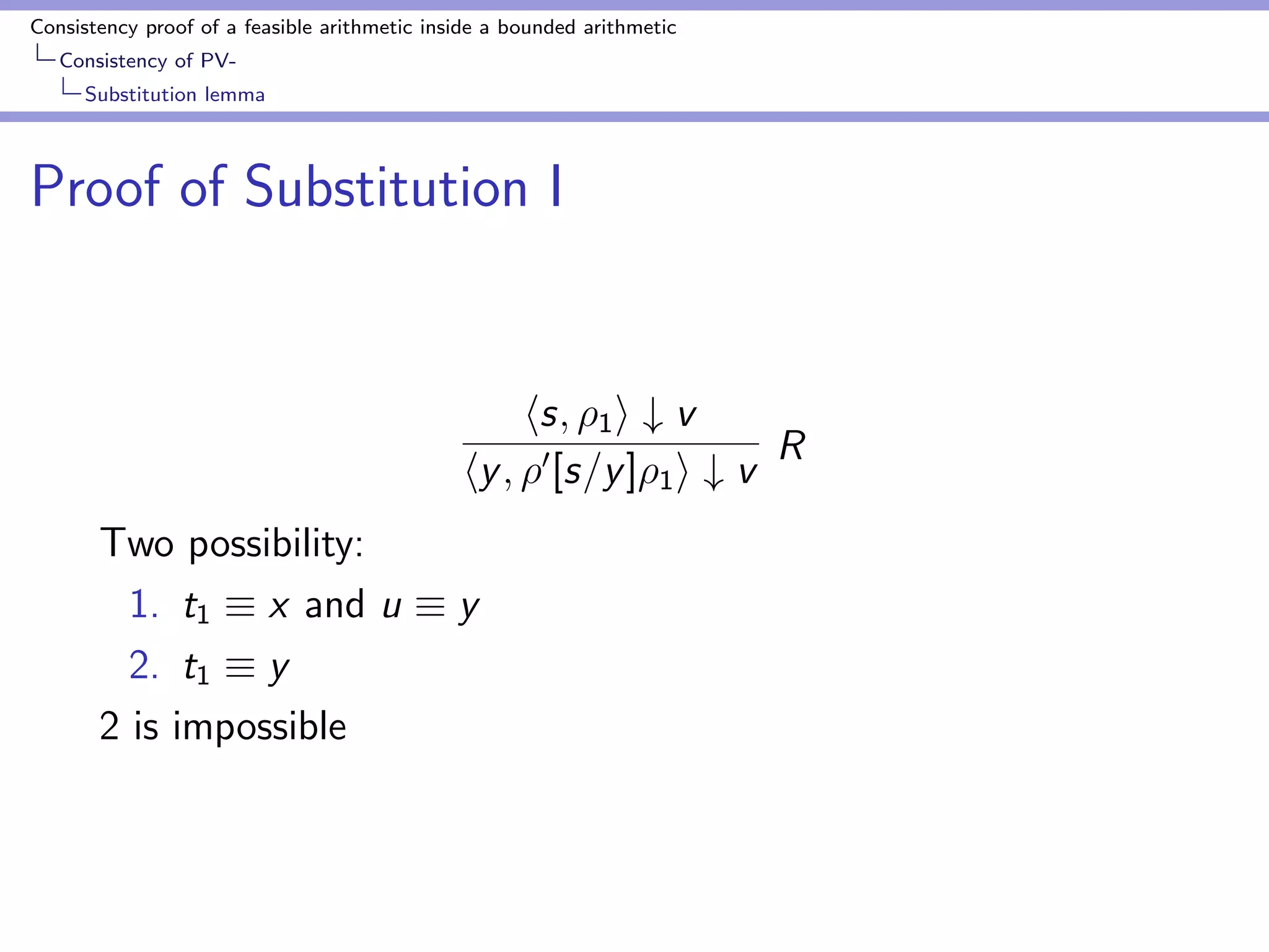 Consistency proof of a feasible arithmetic inside a bounded arithmetic 
Consistency of PV-Bounding 
Godel numbers by number of nodes 
Proof of Corollary 
Proof. 
M()  max 
g2 
f(jjgjj + 1)  (C + jjgjj + jjjjjj + T)g (22) 
 (jjjj + 1)  (C + jjjj + jjjjjj + T) (23) 
 