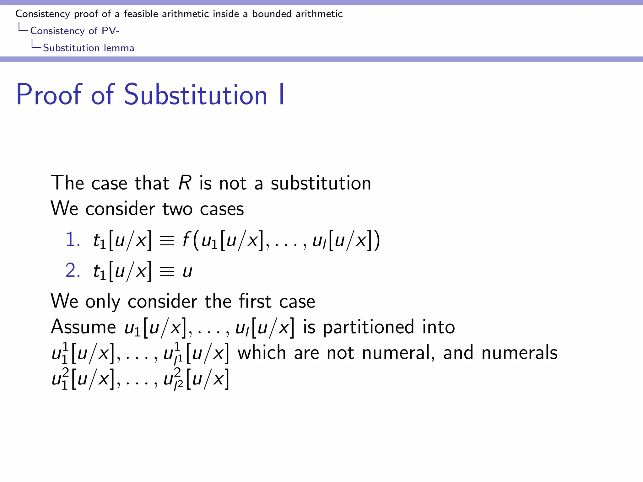 Consistency proof of a feasible arithmetic inside a bounded arithmetic 
Consistency of PV-Soundness 
of de 