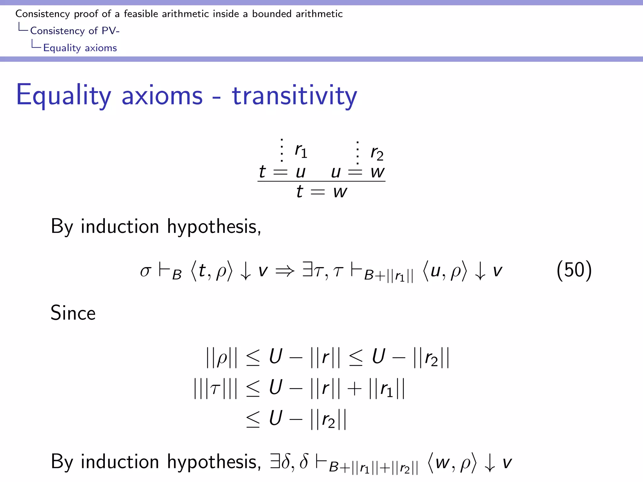 Consistency proof of a feasible arithmetic inside a bounded arithmetic 
Consistency of PV-Soundness 
of de 