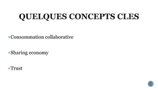 Consommation collaborative
Sharing economy
Trust
 