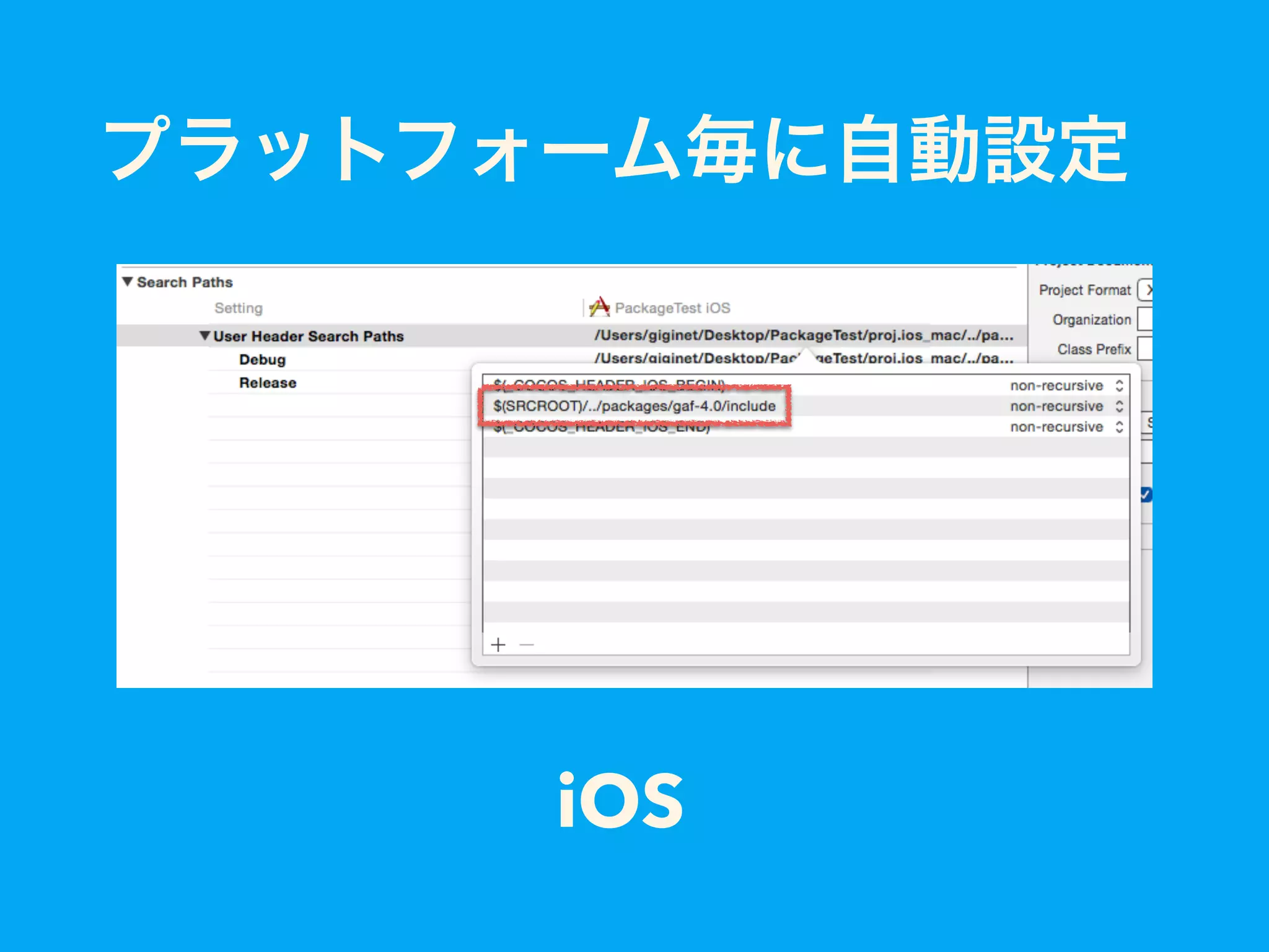プラットフォーム毎に自動設定
iOS
 