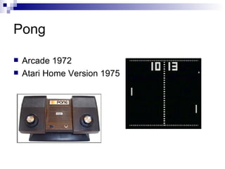Pong

    Arcade 1972


    Atari Home Version 1975
