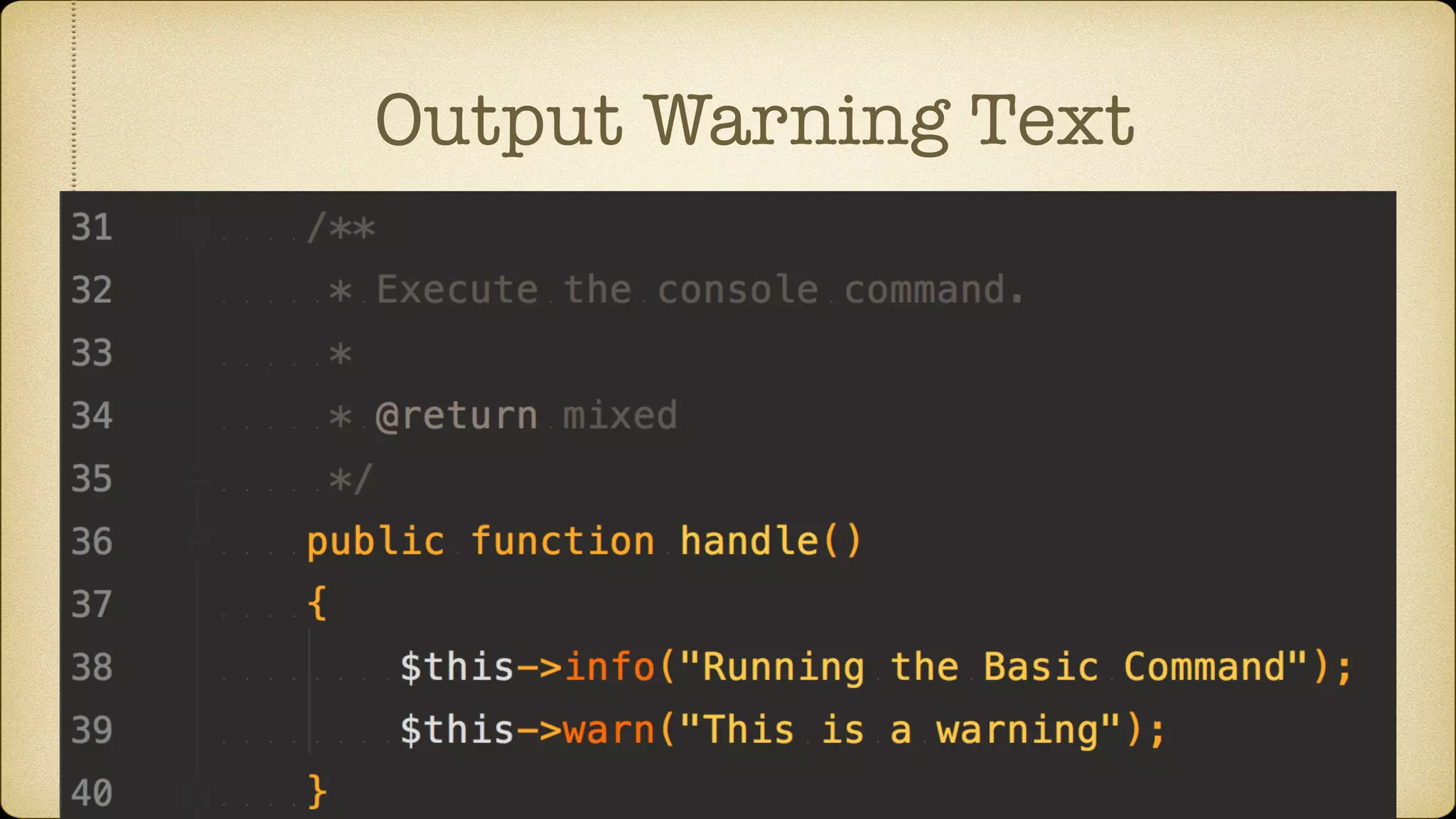 Output Warning Text
 