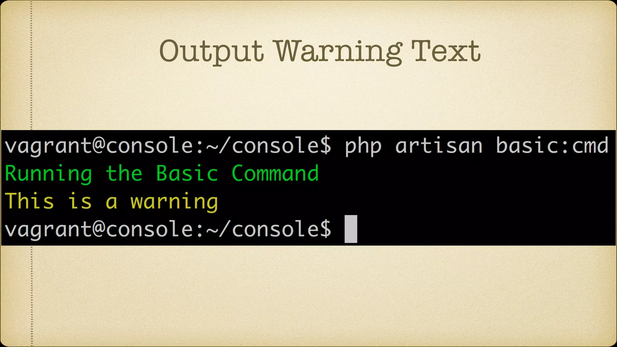 Output Warning Text
 