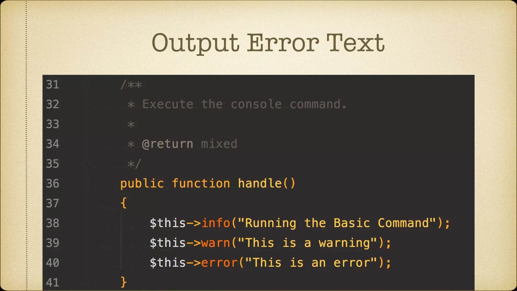Output Error Text
 