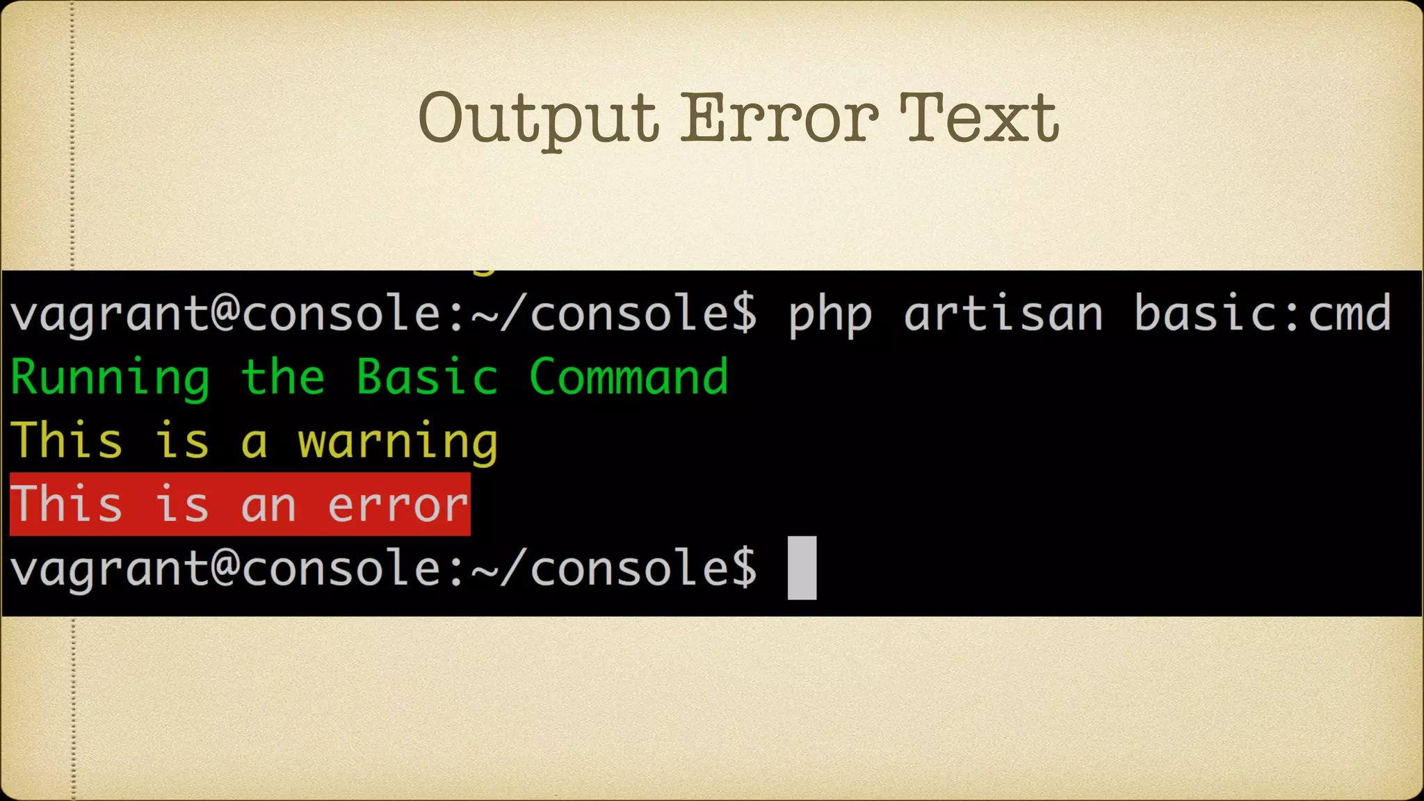 Output Error Text
 