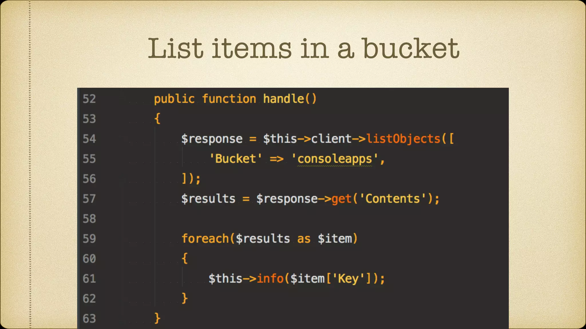 List items in a bucket
 
