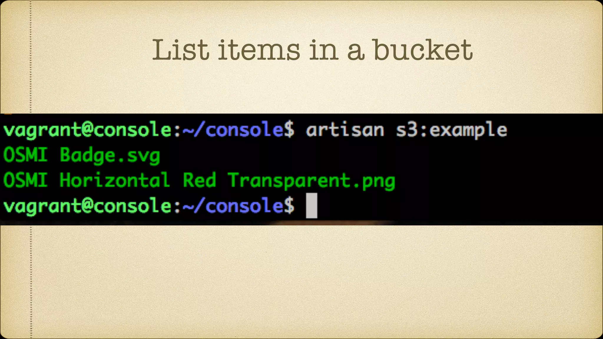 List items in a bucket
 