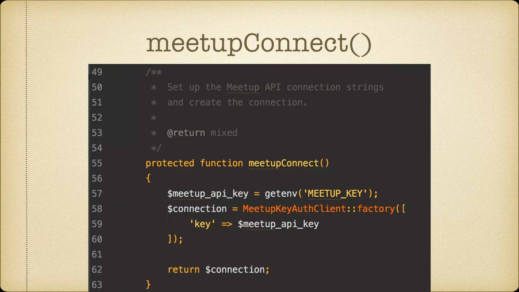 meetupConnect()
 