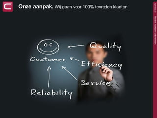 Onze aanpak. Wij gaan voor 100% tevreden klanten
 