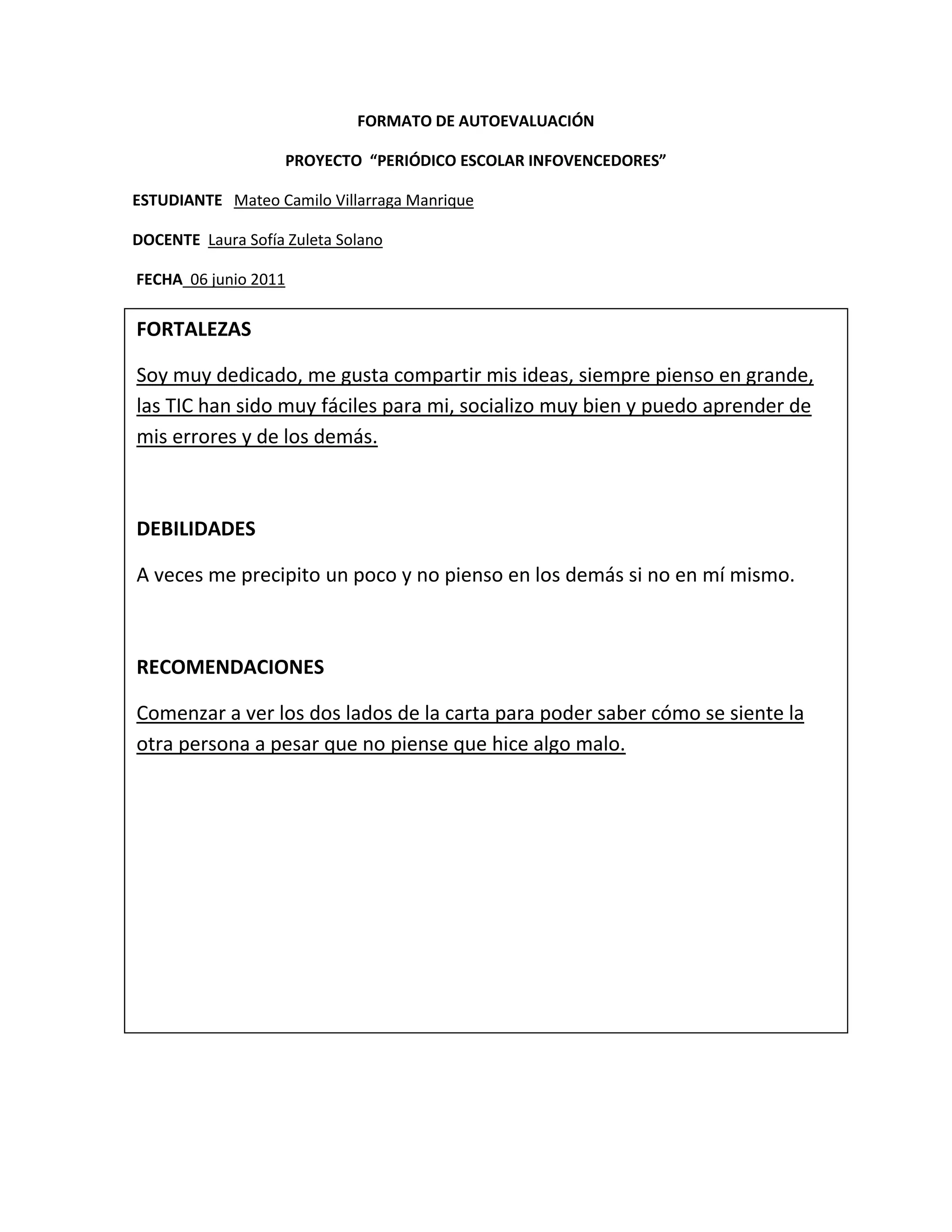Consolidado autoevaluación 2