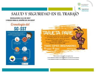 SALUD Y SEGURIDAD EN EL TRABAJO
RESOLUCION 1111 DE 2017
5 PASOS PARA EL DISEÑO DE UN SGSST
 