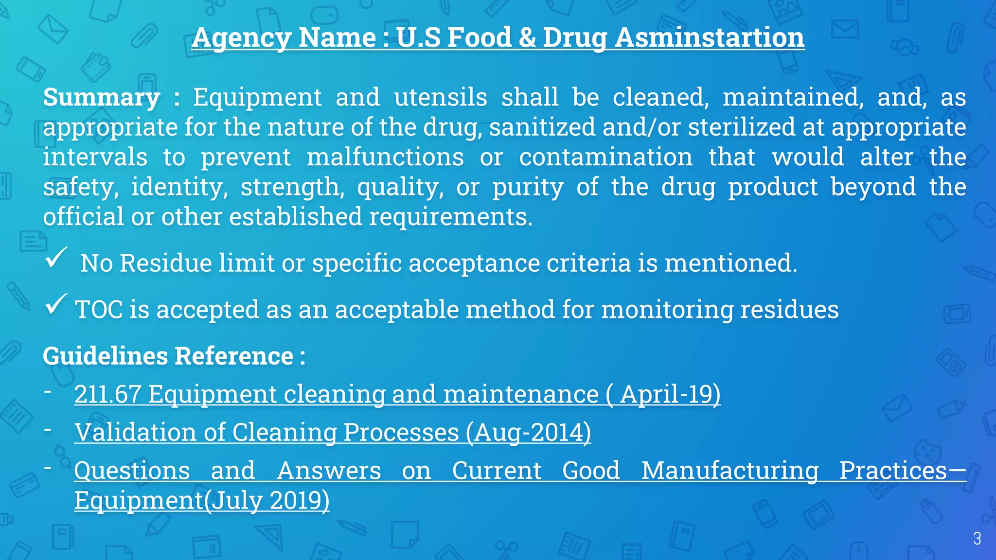 List of cleaning validation guideline PPT