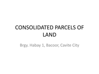 CONSOLIDATED PARCELS OF LAND Brgy. Habay 1, Bacoor, Cavite City 