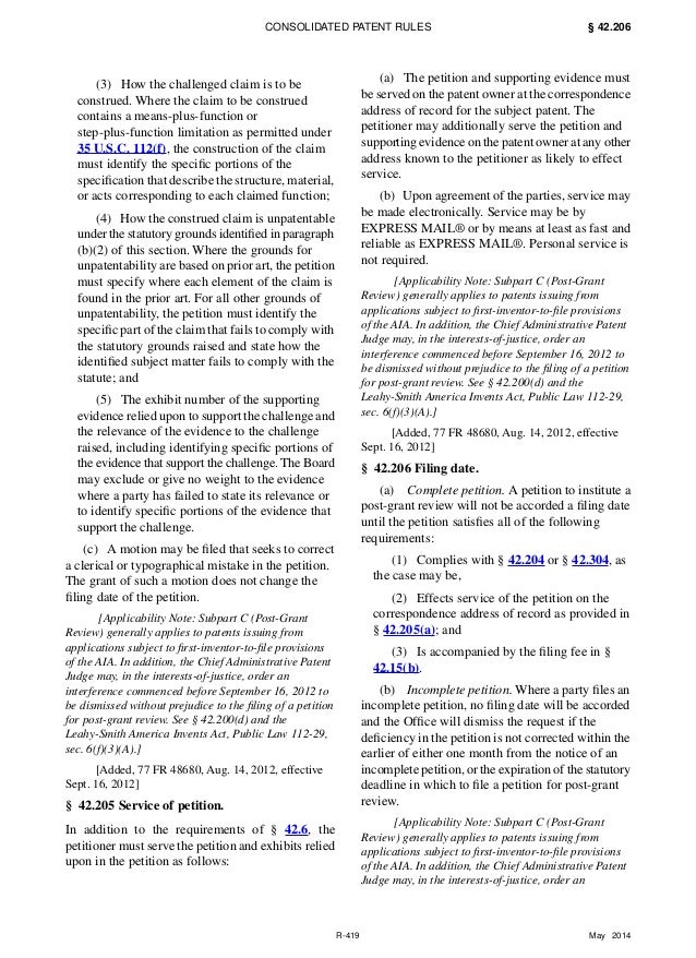 Consolidated Patent Rules Manual of Patent Examining Procedure Title