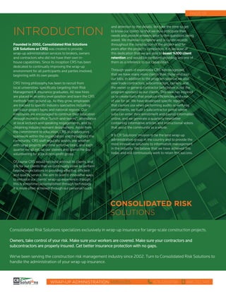 Consolidated Risk Solutions Wrap-Up Administration Services | PDF