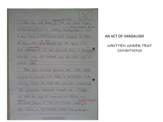 AN ACT OF VANDALISM
WRITTEN UNDER TEST
CONDITIONS
 