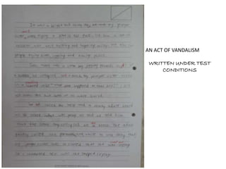 AN ACT OF VANDALISM
WRITTEN UNDER TEST
CONDITIONS
 
