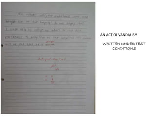 AN ACT OF VANDALISM
WRITTEN UNDER TEST
CONDITIONS
 