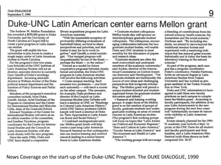 News Coverage on the start-up of the Duke-UNC Program. The DUKE DIALOGUE, 1990
 